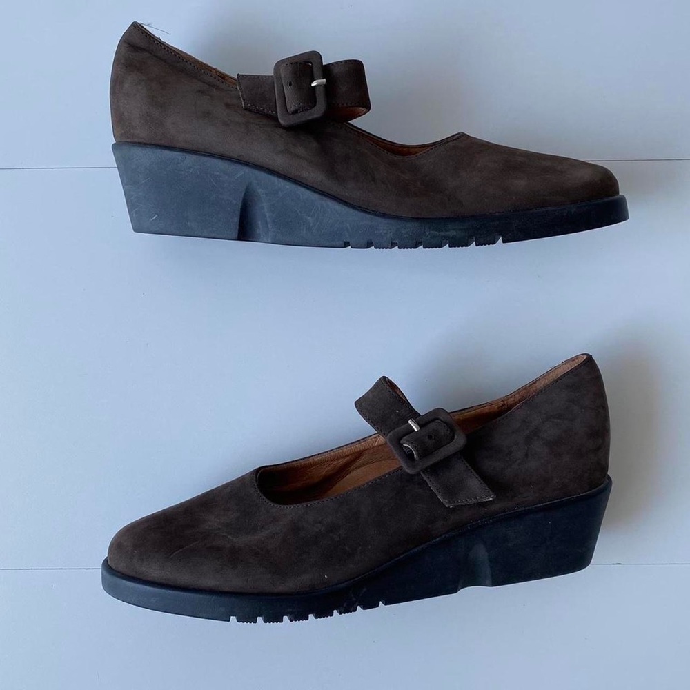 Brown Suede Zante Mary Jane Wedges - Picture 8 of 8